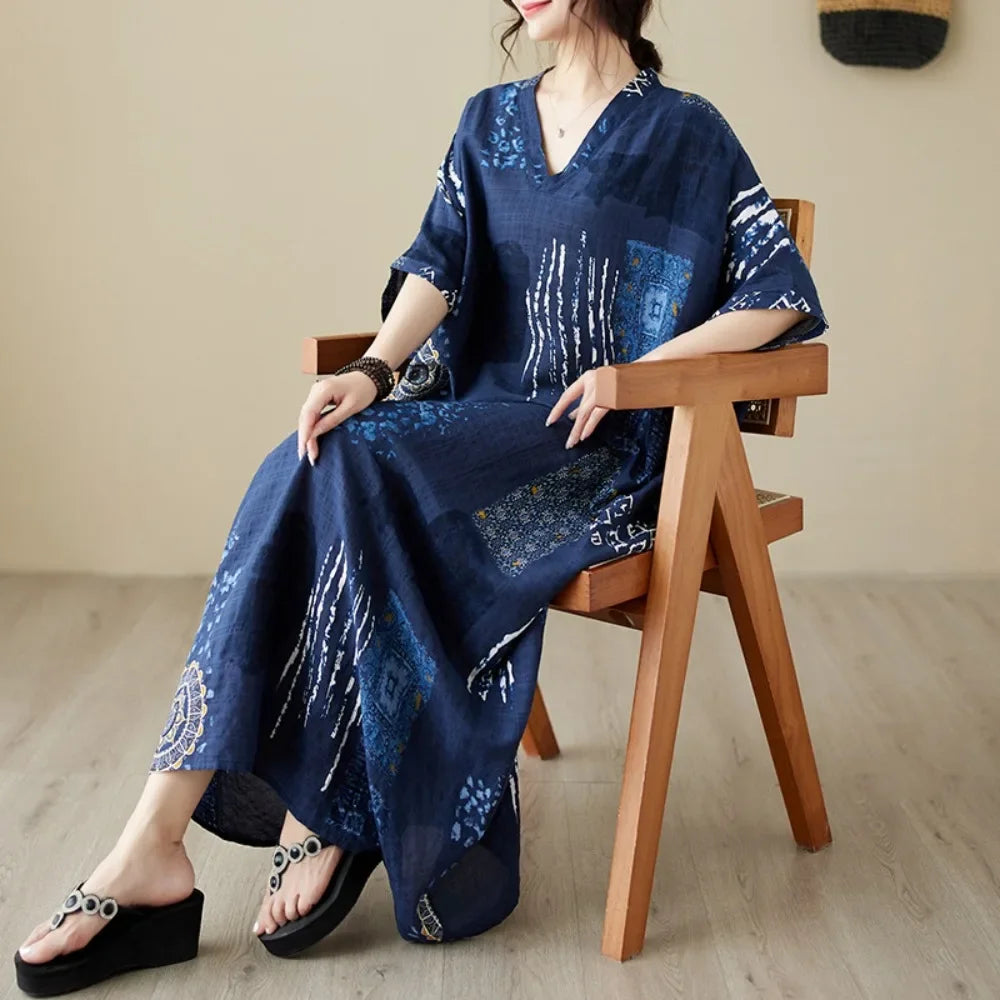 Bohemian Summer Maxi Dress – Vintage Loose Beach Streetwear - Evallys.com