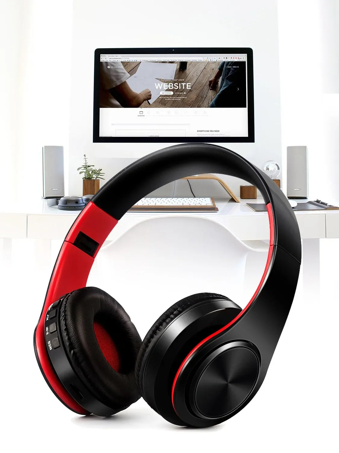 2025 Upgrading Wireless Bluetooth Headphones Stereo Headset Music Sports Overhead Earphone with Mic for Smart Phone TV PC Tablet - Evallys.com