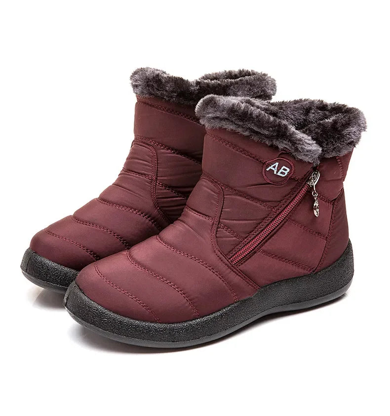 Women's Boots Women's Ankle Boots With Fur Winter Shoes Women Low Heels Winter Boots Snow Waterproof Botas Mujer Winter Footwear - Evallys.com