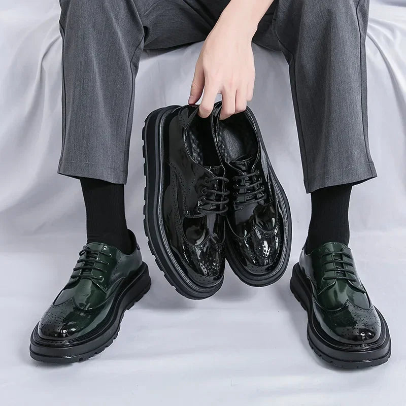 Green Patent Leather Oxford Shoes – Men’s Formal Business Dress Shoes - Evallys.com