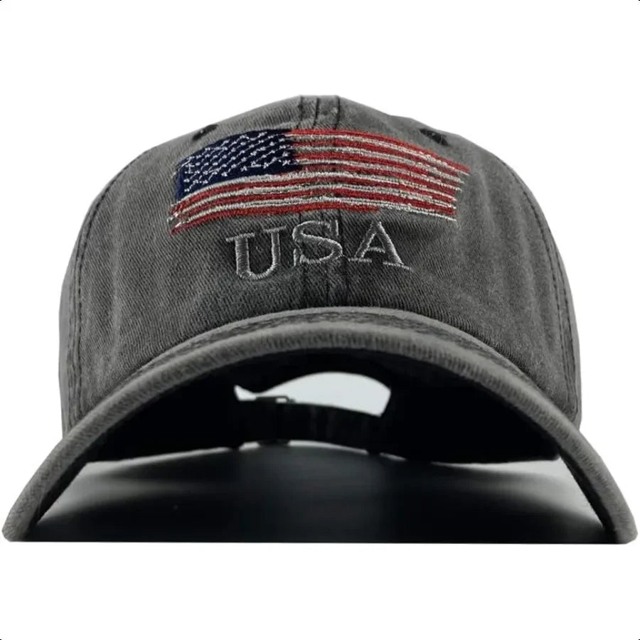 Retro American Flag Baseball Cap – Adjustable Unisex Trucker Hat - Evallys.com