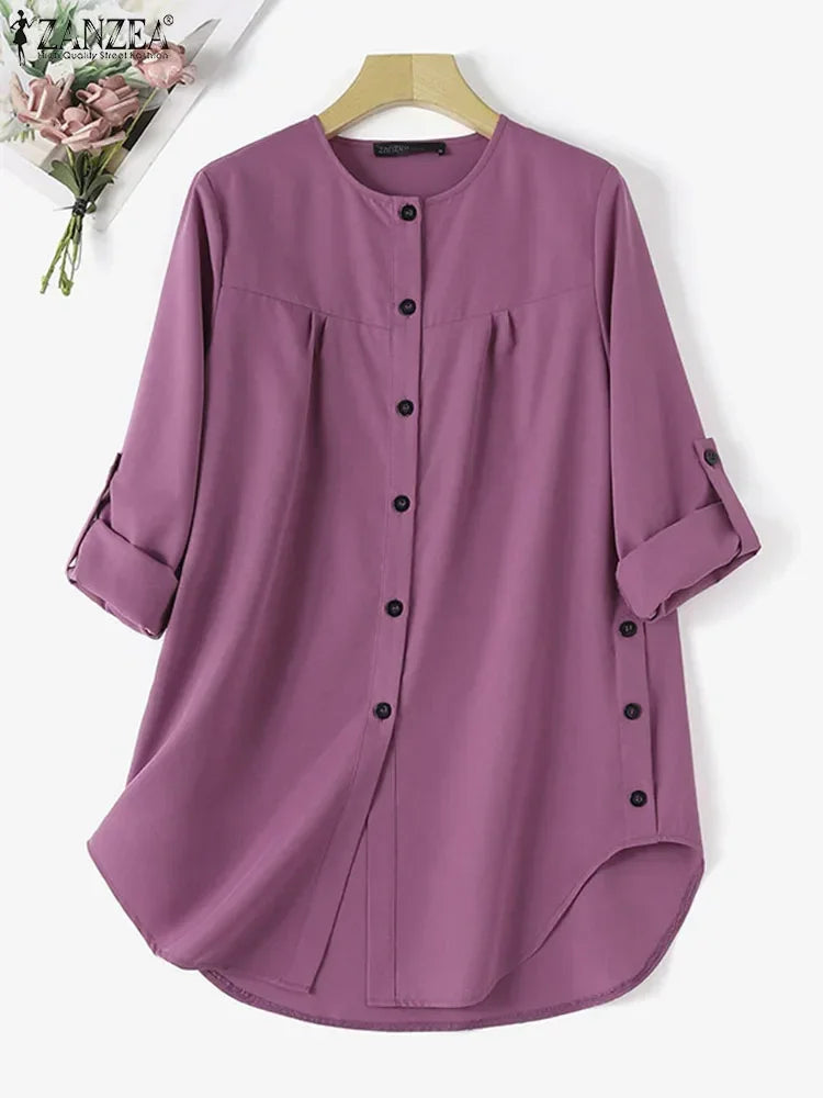ZANZEA Women’s Abaya Blouse – Casual Islamic Long Sleeve Tops 2024 - Evallys.com