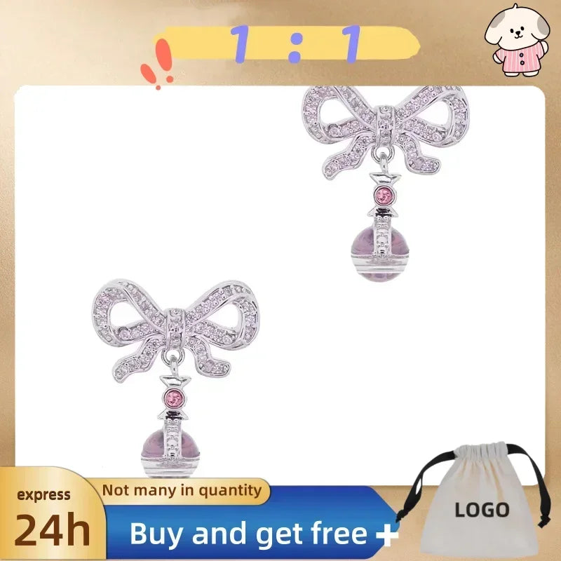 Star Boutique Jewelry Store Hot Selling S925 Silver Bow 3D Saturn Earrings Sweet Women's Jewelry - Evallys.com