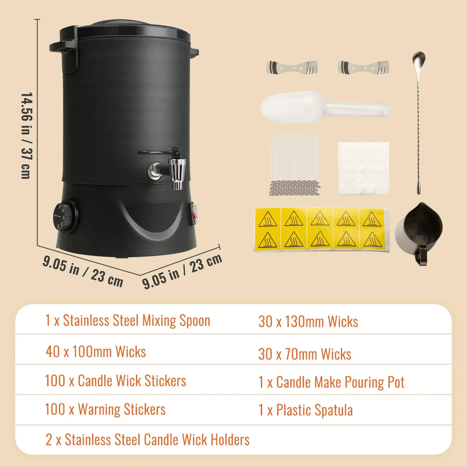 VEVOR 6.5L 10L Wax Melter for Candle Making Large Electric Wax Melting Pot Easy Pour Spout 9-Level Temperature Control - Evallys.com