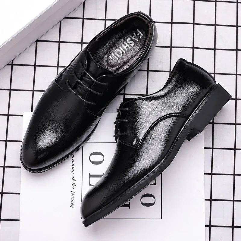 Mens Leather Dress Shoes Men's Formal Social Male Shoe Casual Business Pointed Toe Luxury Party Designer Shoes for Men - Evallys.com
