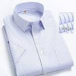 2022 Plus Size 8xL 7XL 6XL Men's Business Short Sleeve Fomal Shirts Man Striped Summer Work Dress Shirt Soft White - Evallys.com