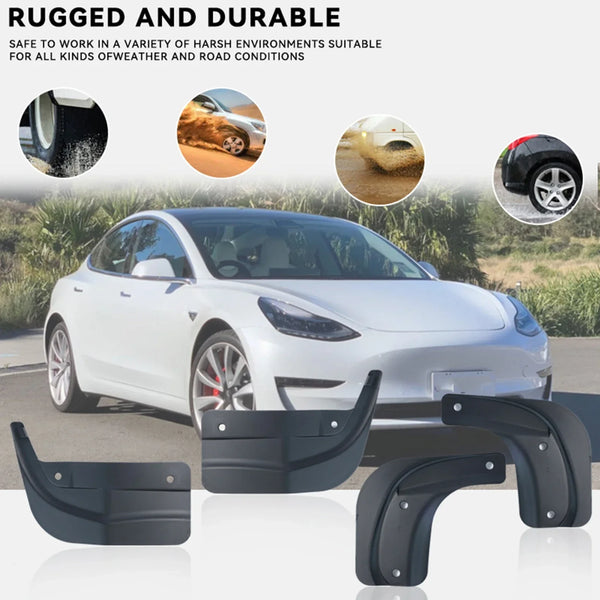 4Pcs Mud Flaps For Tesla Model 3 2024 Refresh Highland Splash Guards Mudguards Mudflaps Fenders Protector Front Rear No Drilling - Evallys.com