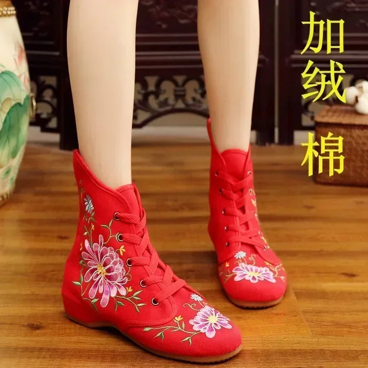 Women’s Ethnic Embroidery Shoes – Vintage Hanfu Canvas Sneakers - Evallys.com
