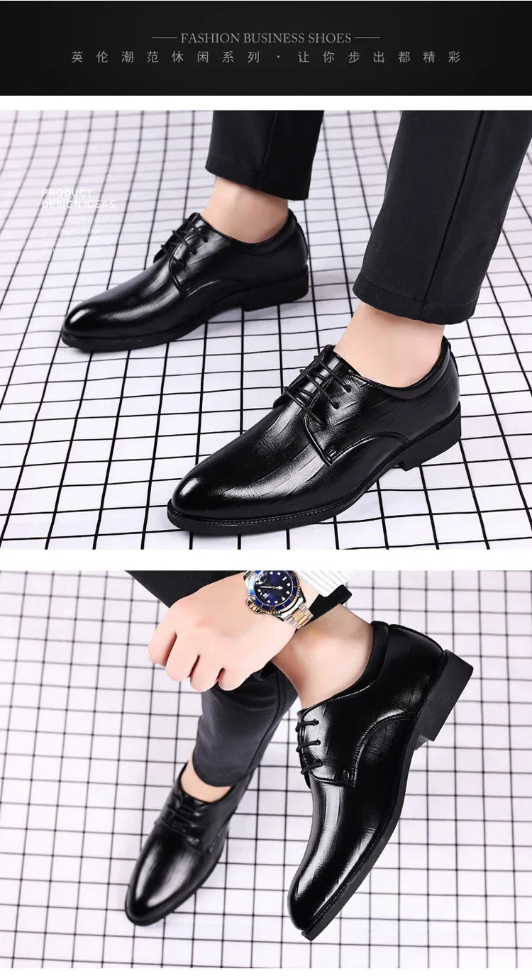 Mens Leather Dress Shoes Men's Formal Social Male Shoe Casual Business Pointed Toe Luxury Party Designer Shoes for Men - Evallys.com