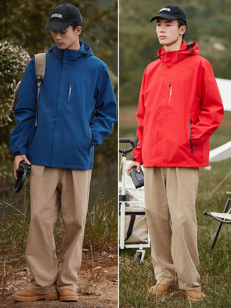 Spring Autumn Casual Jacket Men/Women Outdoor Waterproof and Windproof Hooded Windbreaker Coats - Evallys.com