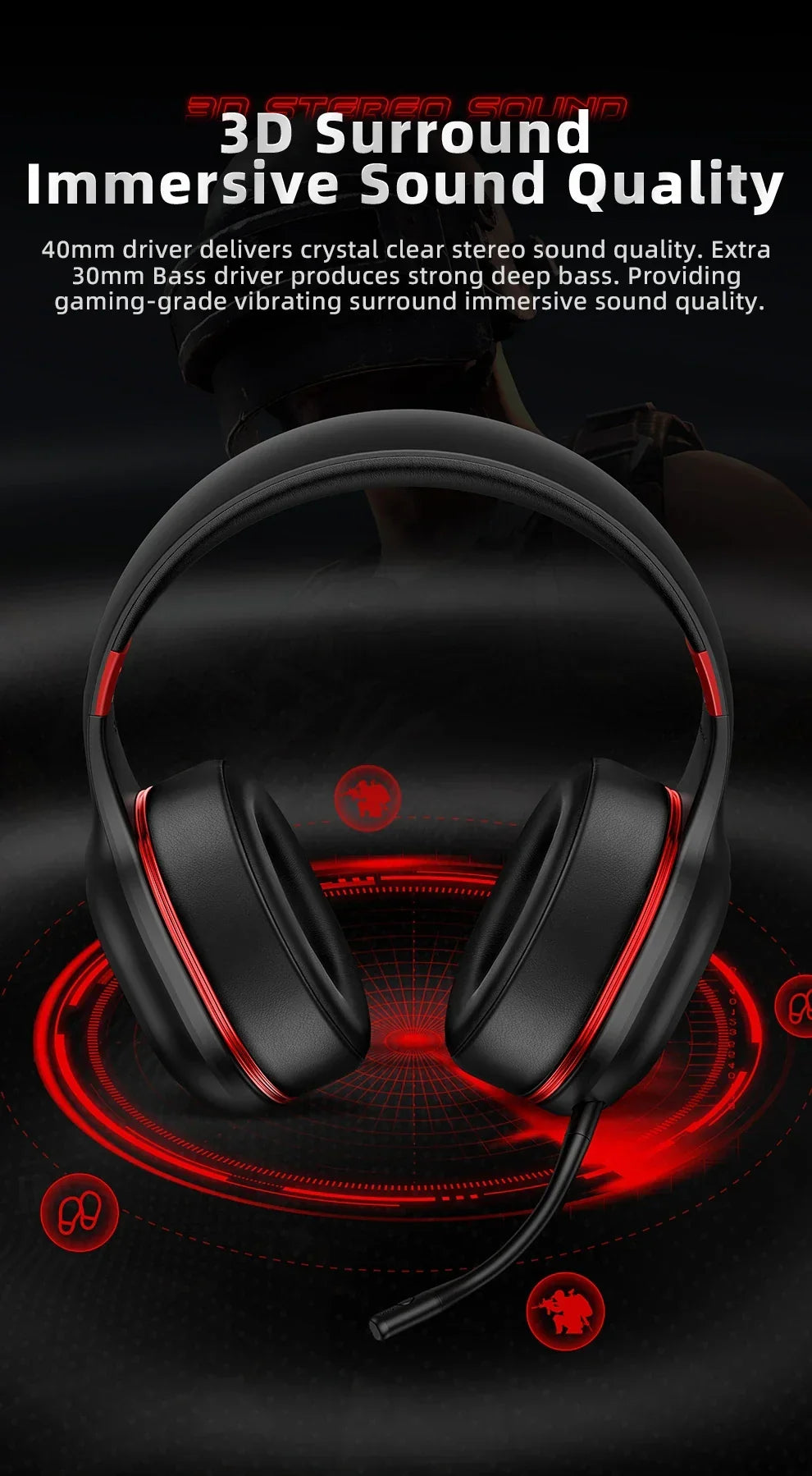 Kofire UG-05 Gaming Headphones 2.4G BT5.0 Wireless Headset With Mic RBG Light Vibration Bluetooth Earphone For PS4 PS5 PC Switch - Evallys.com