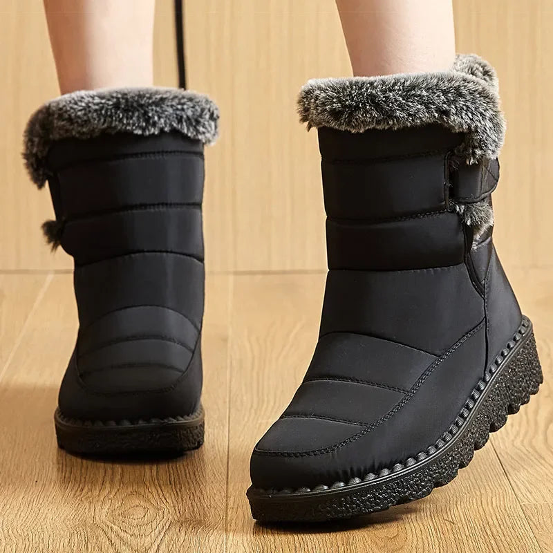 Women's Boots 2024 Trend Winter Shoes For Woman Winter Boots Ankle Low Heels Botas Mujer Waterproof Snow Boots With Fur Shoes - Evallys.com