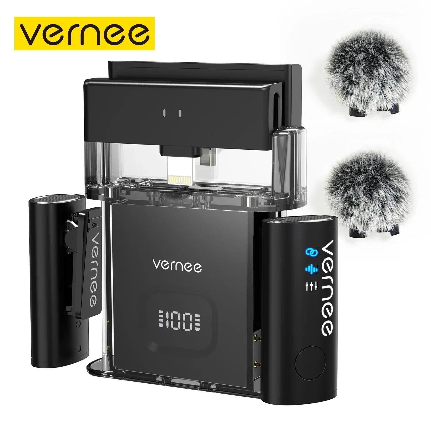 vernee V10 Wireless Lavalier Microphone 60M Noise Cancellation Vlog Short Video Recording Mini Mic for iPhone/Android - Evallys.com