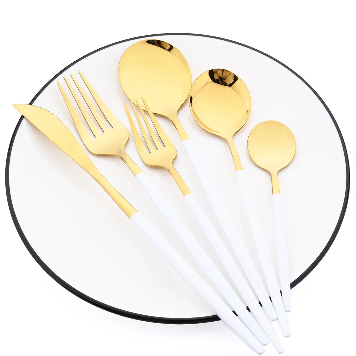 48pcs Black Gold Cutlery Set Knife Fork Coffee Spoon Dinnerware Stainless Steel Tableware Flatware Western Kitchen Silverware