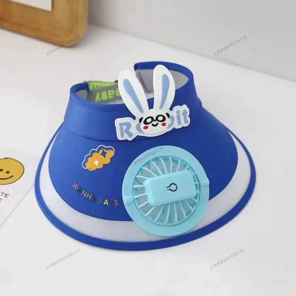 USB Rechargeable Sun Hat with Built-in Fan Children's Summer Adjustable Fan Cap Sunscreen Hat Kids Outdoor Sunshade Accessories - Evallys.com