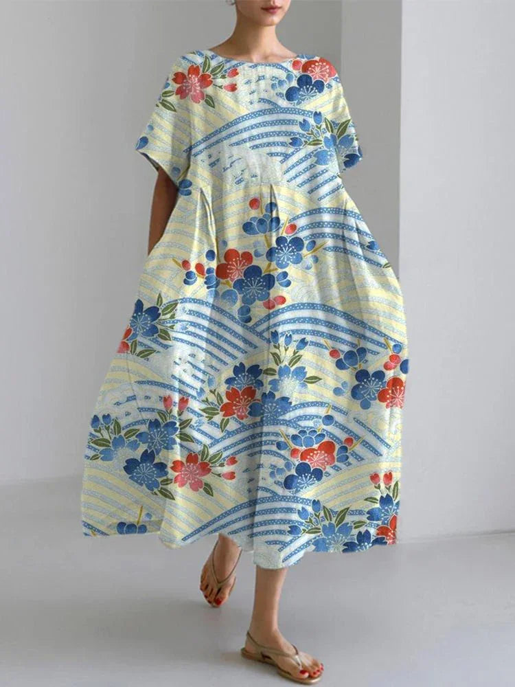 2024 Women’s Summer Fish Print Dress – Casual Loose Mid-Calf Dress - Evallys.com