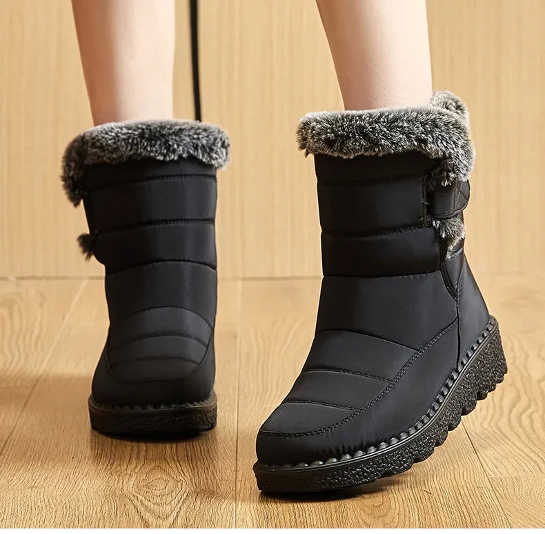 Women's Boots 2024 Trend Winter Shoes For Woman Winter Boots Ankle Low Heels Botas Mujer Waterproof Snow Boots With Fur Shoes - Evallys.com