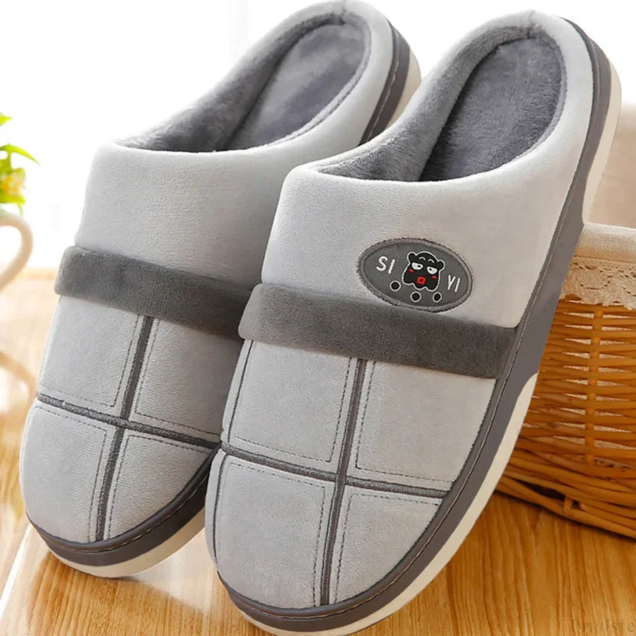 Men’s Winter Memory Foam Slippers – Warm Plaid Indoor House Shoes - Evallys.com