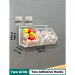 Kitchen Storage Shelf Wall Mounted Bathroom Organizer Basket No Drill Adhesive Mount Rack for Vegetable Fruit Drain Baskets