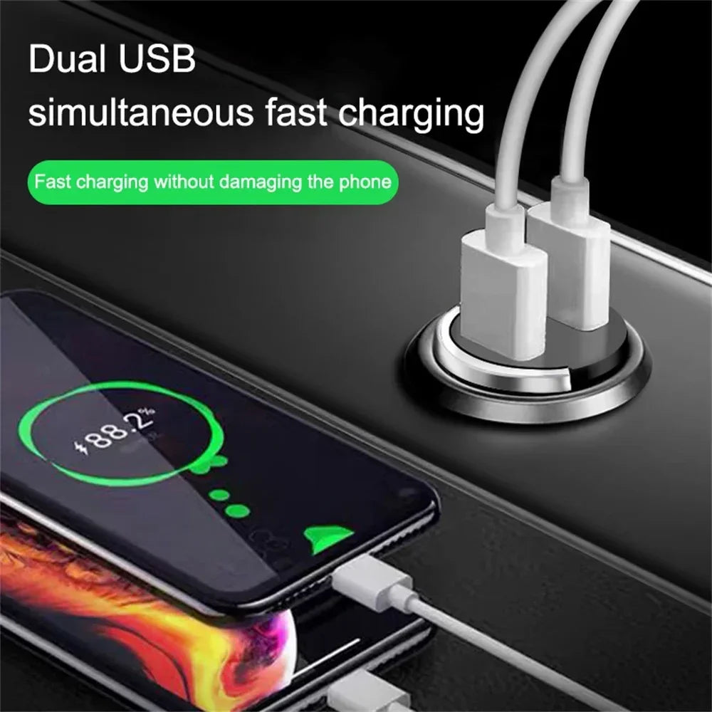 200W Mini Dual Ports USB Car Charger Lighter Fast Charging Car Phone Charger Adapter for iPhone 13 12 Xiaomi Huawei Samsung - Evallys.com