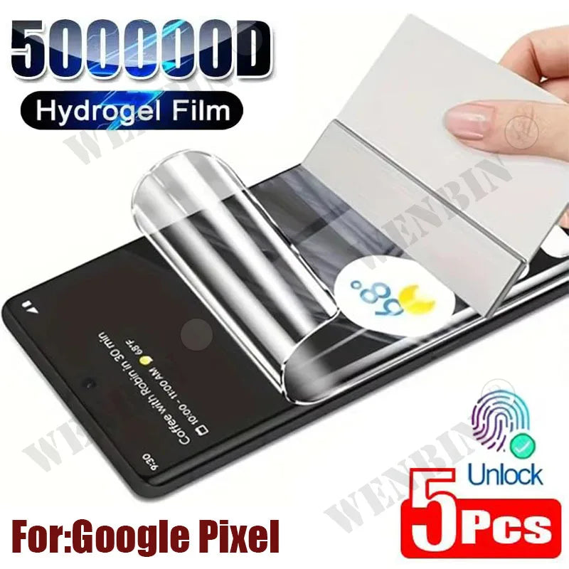 5Pcs Hydrogel Film For Google Pixel 10 9 8 7 6 Pro XL Full Cover Screen Protector For Google Pixel 9A 8A 7A 6A