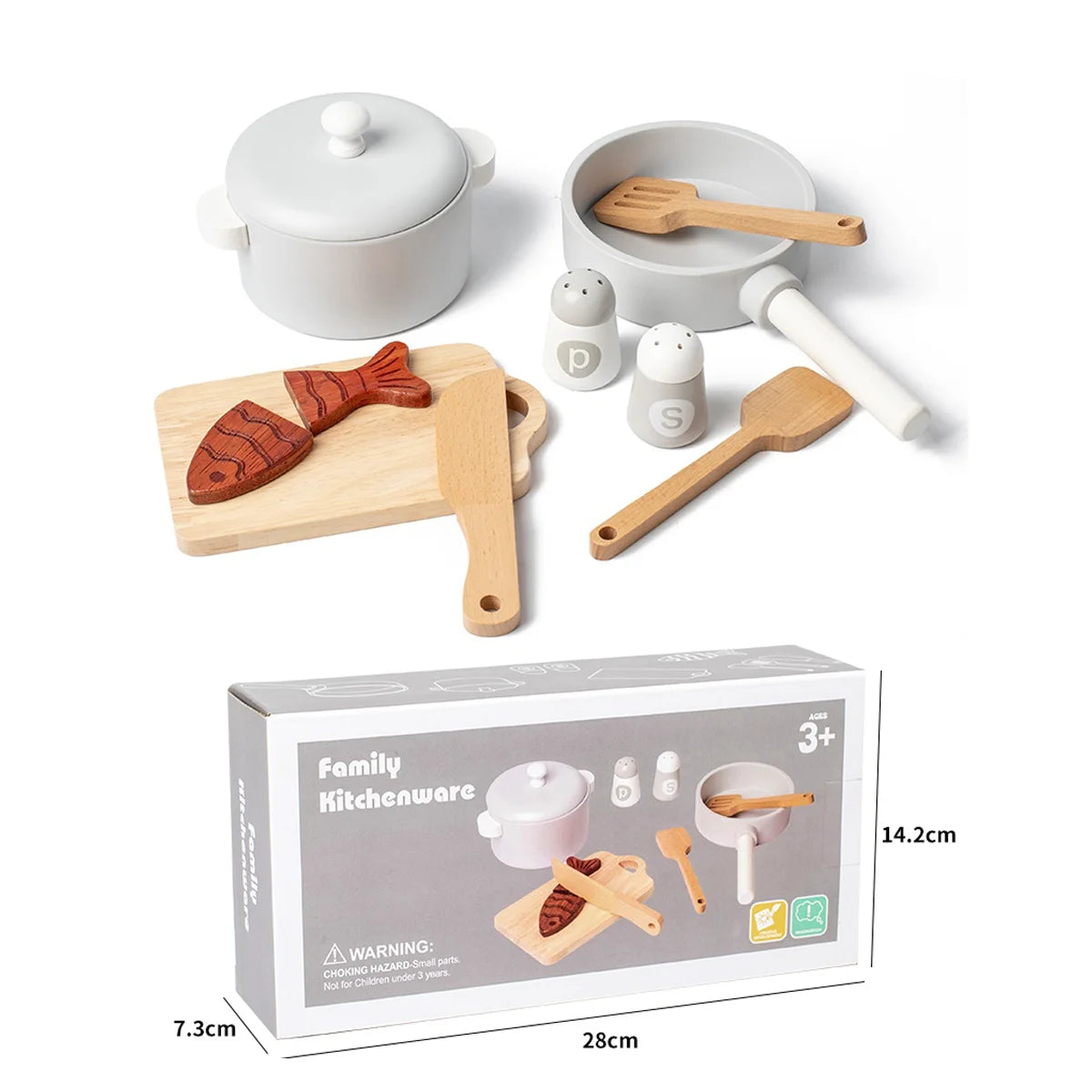 Children's simulation kitchen toys, early education educational toys, wooden simulation pots and pans, food, role-play chef
