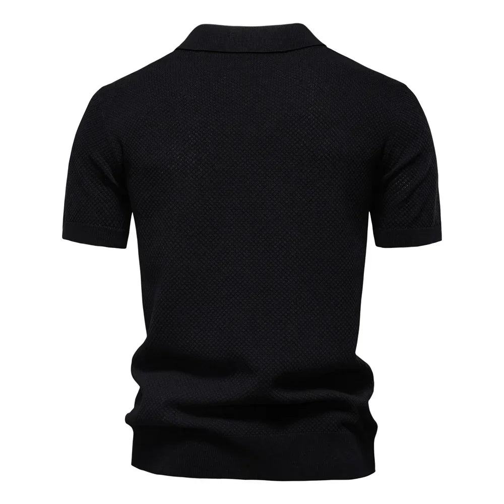 AIOPESON Men's Summer Breathable Polo Shirt Short Sleeve Solid Color Casual Polo Shirts for Men Lightweight Stretch Polo ﻿ - Evallys.com
