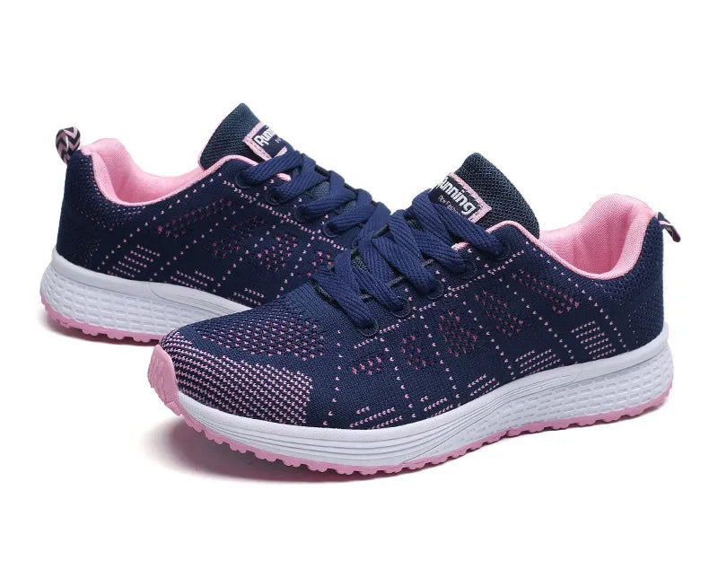 Women Casual Shoes Fashion Breathable Walking Mesh Flat Shoes Sneakers Women 2021 Gym Vulcanized Shoes White Female Footwear - Evallys.com