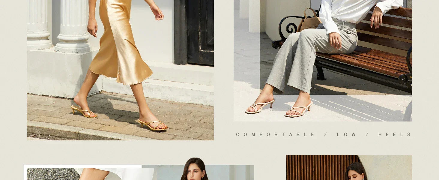 Women's Strappy Kitten Heels Flip Flops Square Open Toe Low Heels Fashion Party Dress Thong Heeled Sandals - Evallys.com