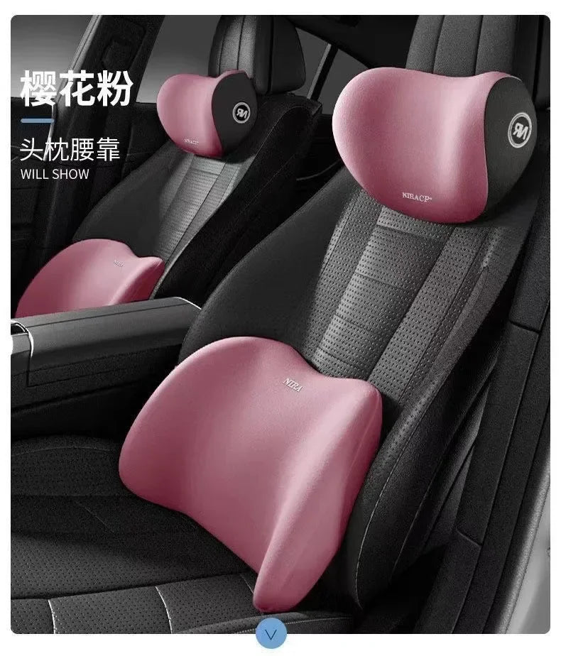 Car Headrest/Lumbar Support Car Neck Pillow Waist Cushion Driver Seat Backrest Car Cushion Driving Lumbar Support Waist Support - Evallys.com