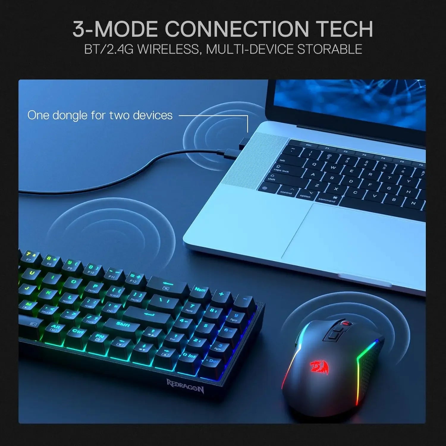 Redragon BS136 Gaming Keyboard & Mouse Combo, 75% K628 Tri-Mode Wireless RGB Mechanical Keyboard and 7200 DPI Gamer Mouse Bundle - Evallys.com