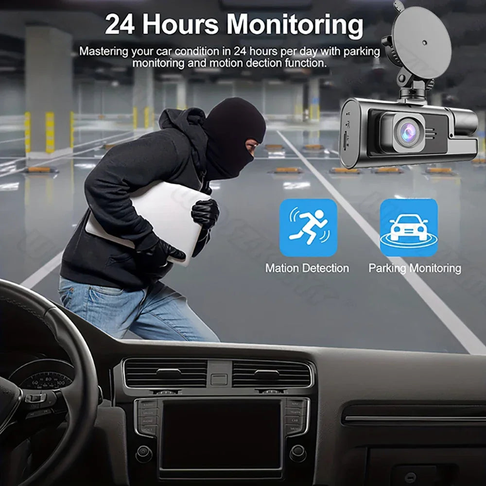 3Camera Dash Cam For Car Camera 1080P Video Recorder WIFI Car DVR Front Rear View Camera Night Vision Black Box Car Accessories - Evallys.com