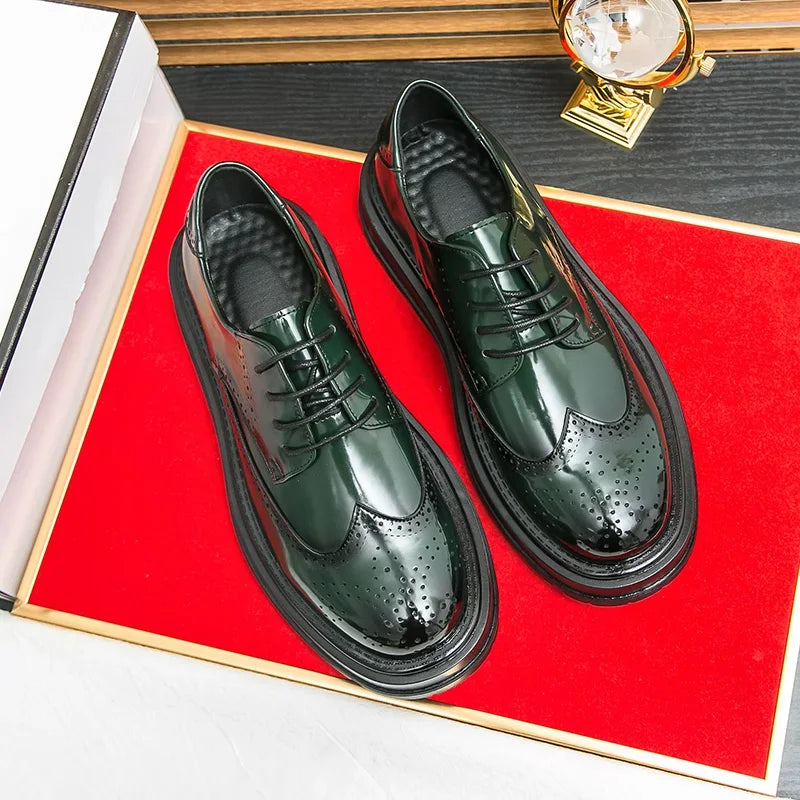 Green Patent Leather Oxford Shoes – Men’s Formal Business Dress Shoes - Evallys.com