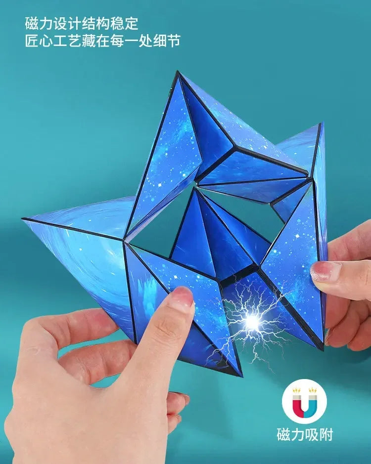 Variety Geometric Changeable Magnetic Magic Cube Anti Stress 3D Hand Flip Puzzle Cube Kids Stress Reliever Fidget Toy - Evallys.com