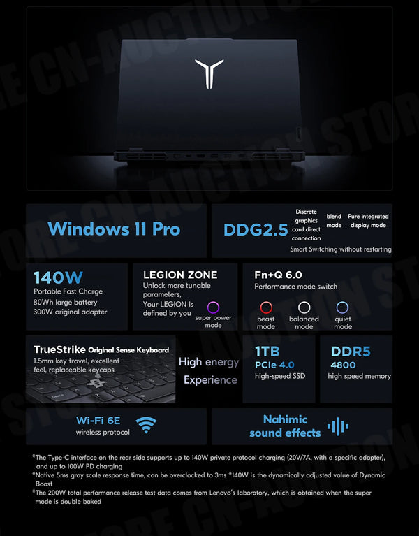 Lenovo Legion Y9000P 2023 Gaming Laptop 13th Intel i9-13900HX/i7-13700HX /32G/1T SSD/NVIDIA RTX 4090/4080 240Hz 16inch Notebook - Evallys.com # #