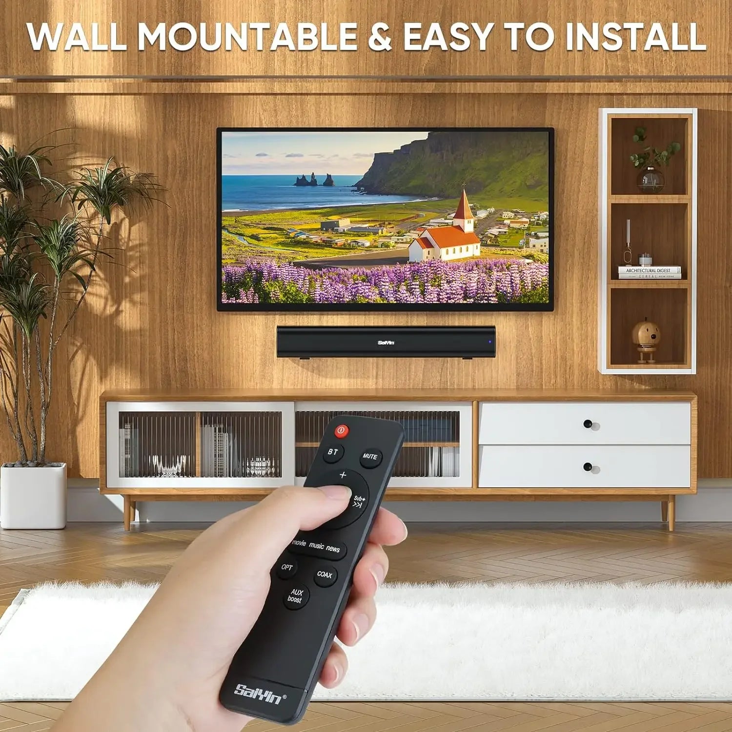 Saiyin Sound Bars for Tv, 40 Watt Small Tv Sound Bars, Surround Sound System Tv Sound Bors, with Bluetooth/Fiber Optic/Aux Connection, Suitable for Pc/Game/ Projector, 17inch - Evallys.com