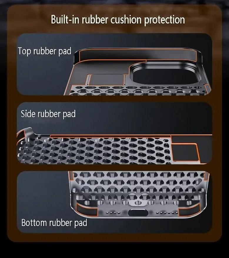 Aromatherapy Phone Case Anti-Scratch Protective Cover Aviation Metal Cooling Simple Shell For iPhone 14 Plus 13 12 15 Pro Max - Evallys.com