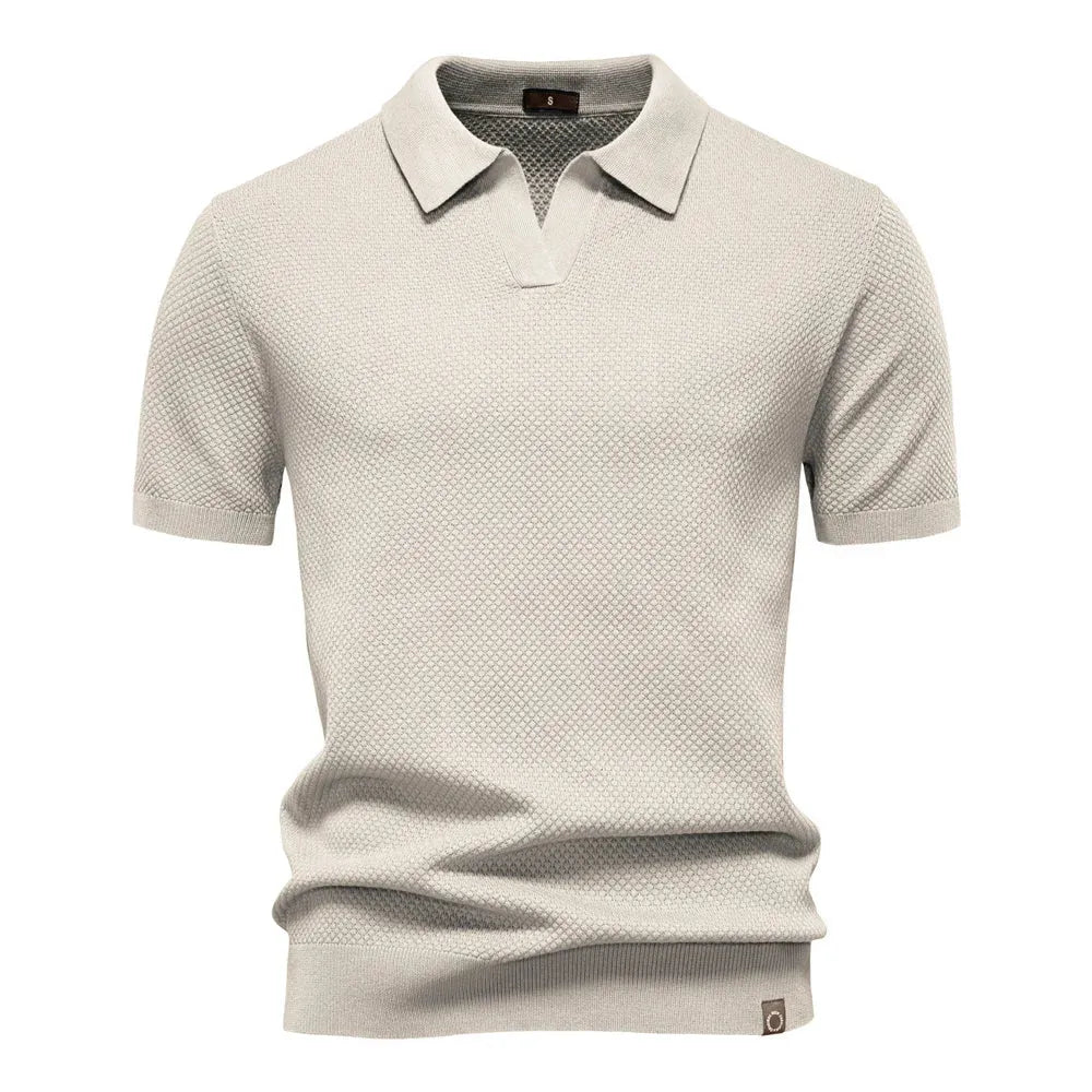 AIOPESON Men's Summer Breathable Polo Shirt Short Sleeve Solid Color Casual Polo Shirts for Men Lightweight Stretch Polo ﻿ - Evallys.com