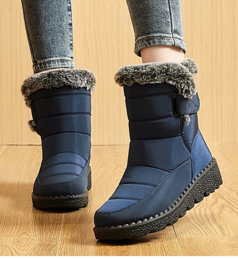 Women's Boots 2024 Trend Winter Shoes For Woman Winter Boots Ankle Low Heels Botas Mujer Waterproof Snow Boots With Fur Shoes - Evallys.com