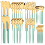 48pcs Black Gold Cutlery Set Knife Fork Coffee Spoon Dinnerware Stainless Steel Tableware Flatware Western Kitchen Silverware
