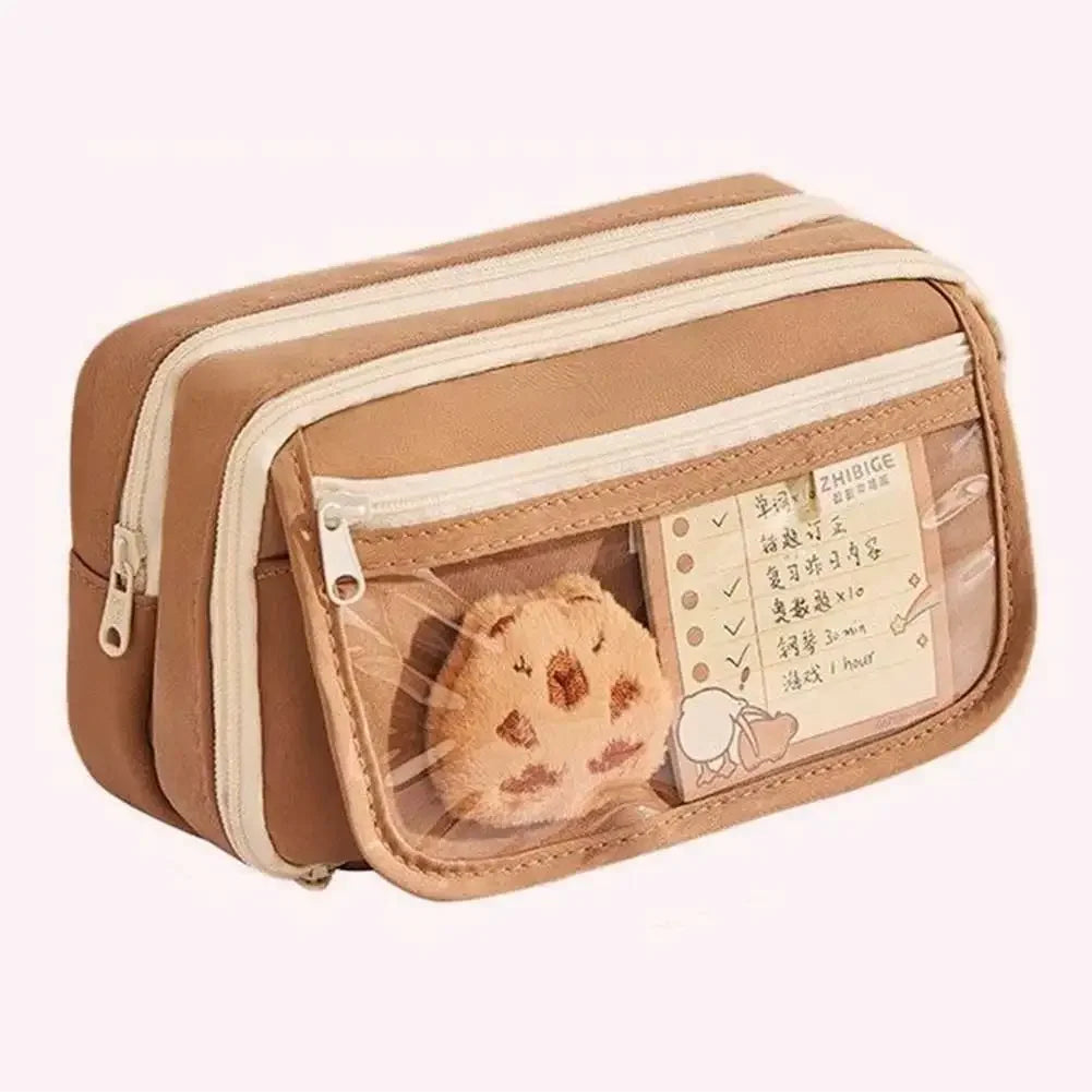 Cartoon Capybara Backpack with Pencil Case Cute Kawaii Backpack Large Laptop Backpack Aesthetic Rucksack for Kids Girls Boys - Evallys.com