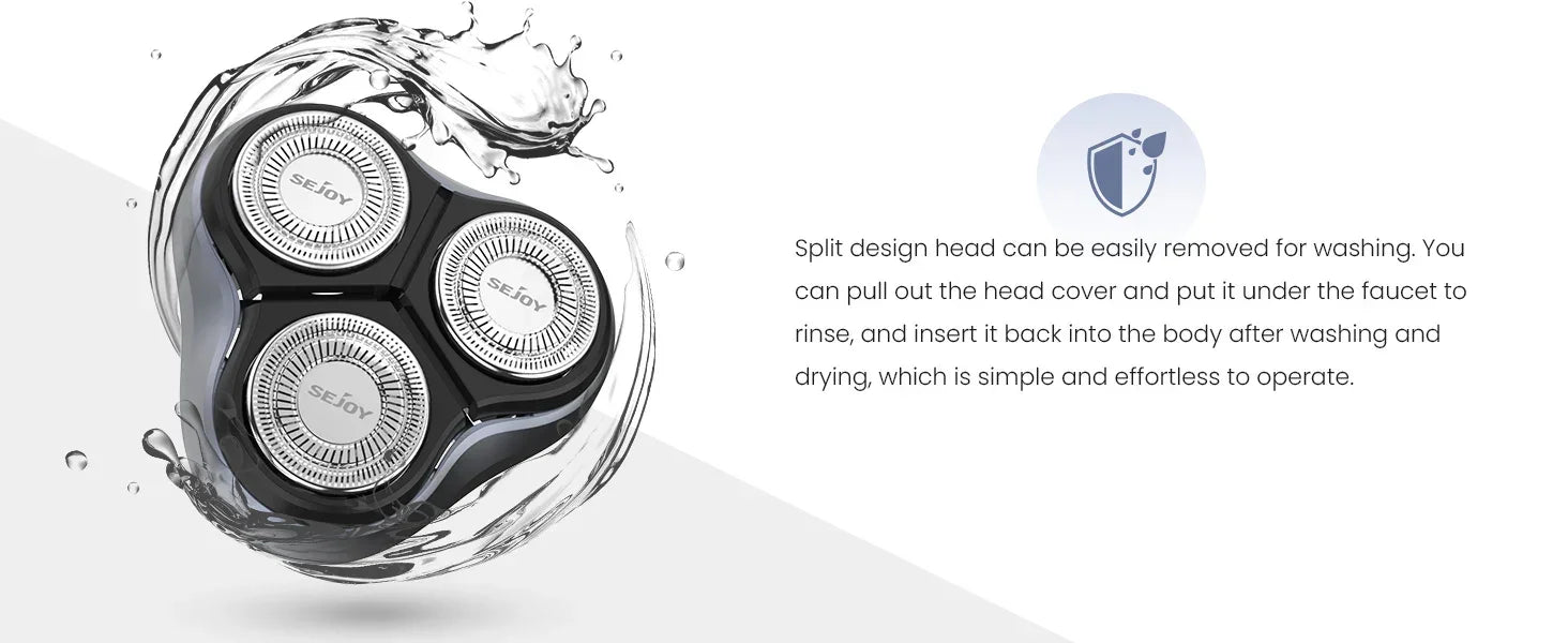 SEJOY Rechargeable Wet & Dry Use Electric Shaver Pop-up Hair Trimmer Rotary Shaving Machine Razor - Evallys.com