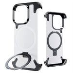 Frameless Aluminum Alloy Kickstand Metal Phone Case for iPhone 13 14 15 16 Pro Max Magsafe Magnetic Ring Stand Shockproof Shell - Evallys.com