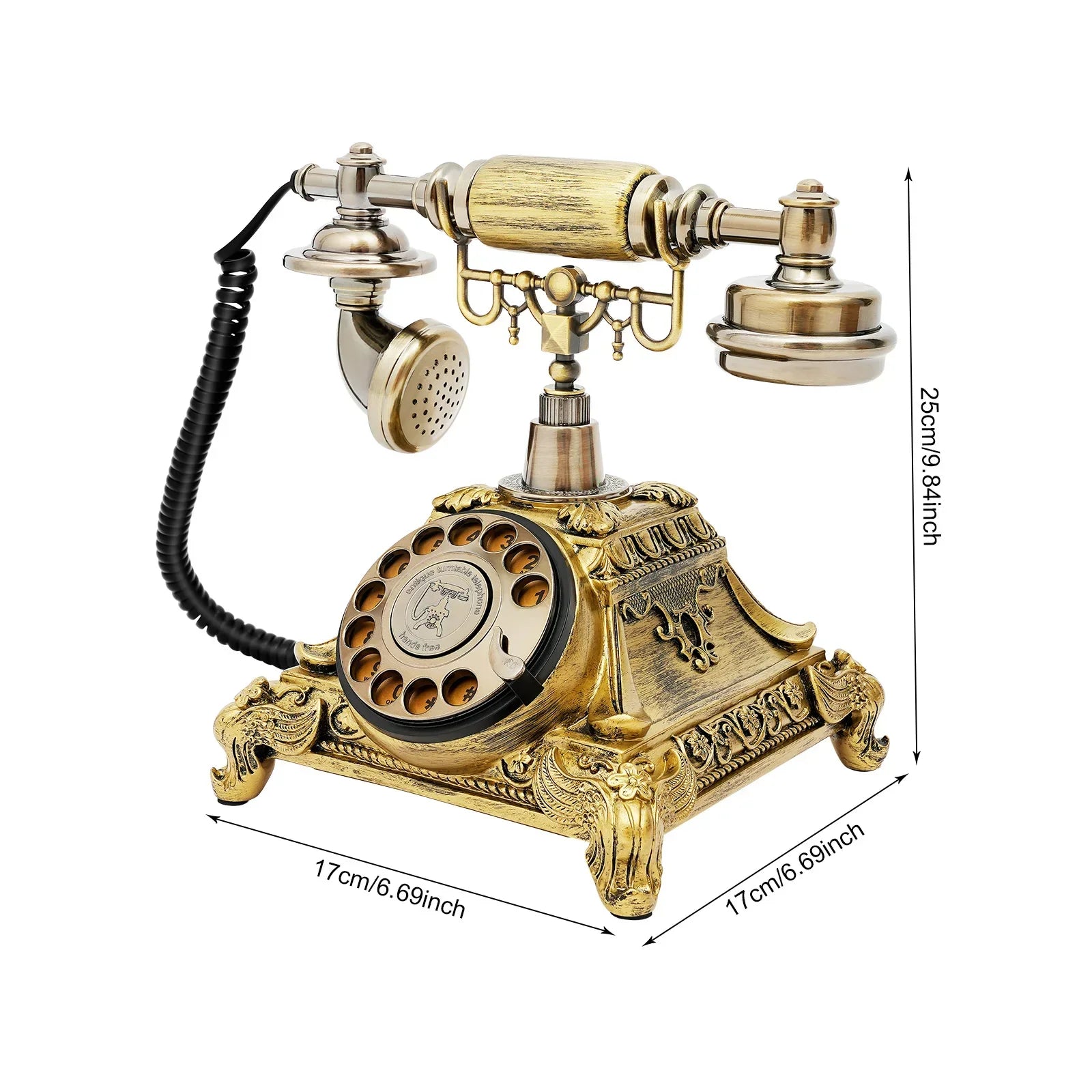 Vintage Telephone, Rotary Dial Desk Phone, Charge Through Telephone Line, Redial Noise-Canceling for Wedding Decorative Art - Evallys.com