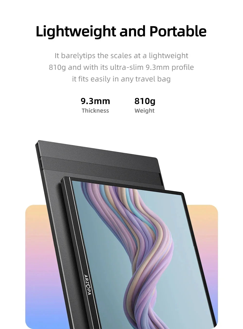 ARZOPA 16inch 2K Portable Monitor 16:10 IPS Screen with type-c mini hdmi Second Display for MAC/Laptop/PC/Xbox/PS4/5/Switch,Z1RC - Evallys.com