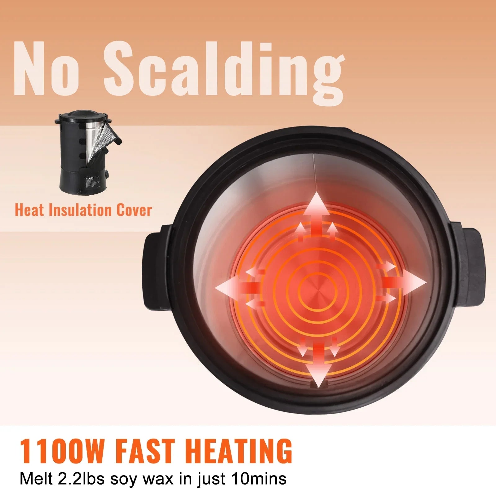 VEVOR 6.5L 10L Wax Melter for Candle Making Large Electric Wax Melting Pot Easy Pour Spout 9-Level Temperature Control - Evallys.com