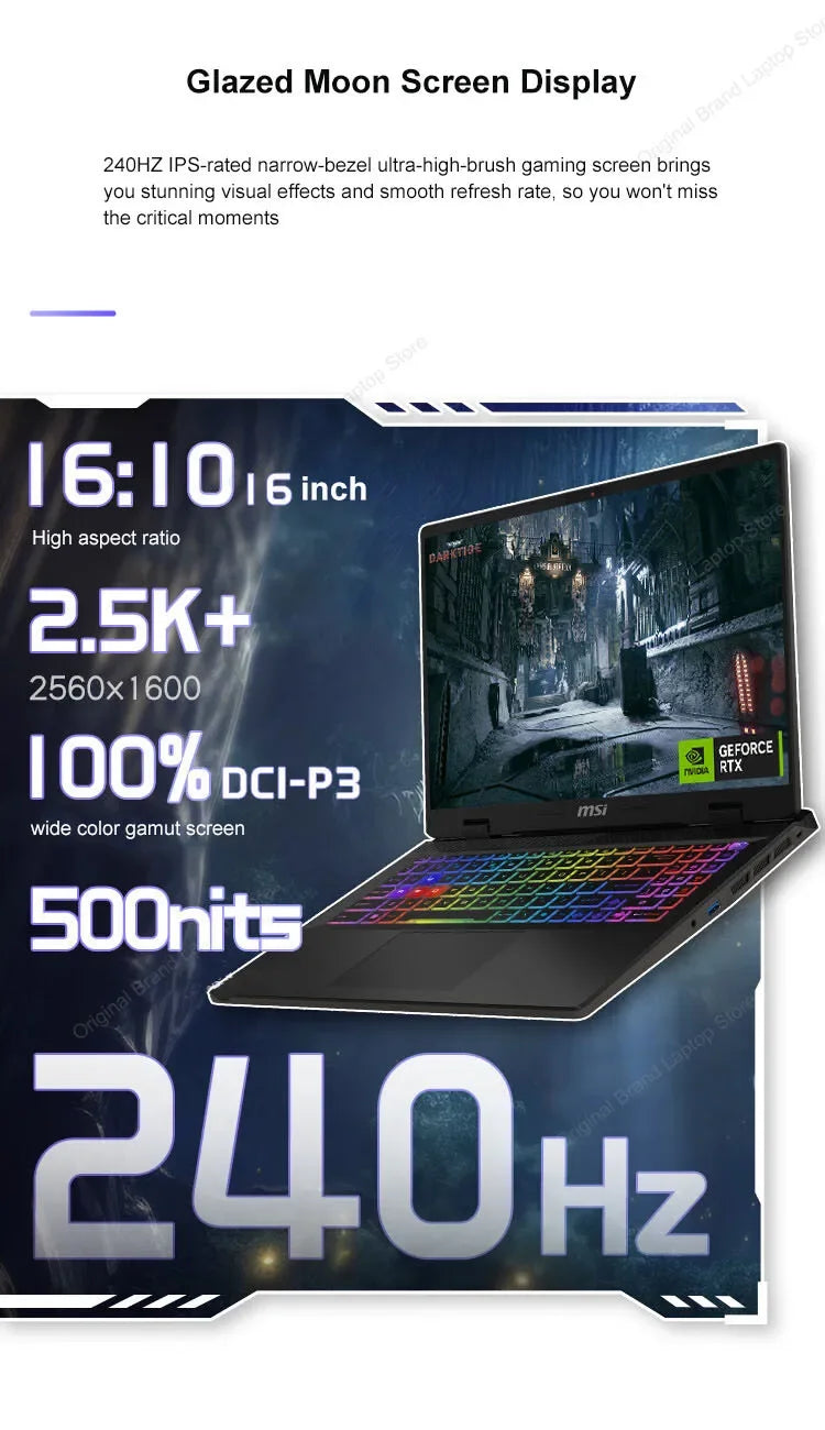 2024 MSI Sword 16 HX Laptop 16 Inch 2.5K QHD 240Hz IPS Screen Notebook i7-14700HX 16GB 1TB SSD RTX4070 Gaming Netbook Computer - Evallys.com