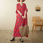 Vintage Cotton Summer Maxi Dress – Harajuku Floral Beachwear - Evallys.com