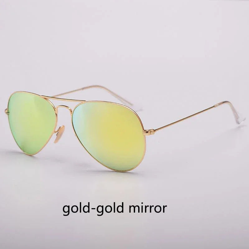 Top Quality Real Glass Lenses Men Women Sunglasses Brand Fashion Pilot Metal Frame Classic Style Outdoor UV400 Sun Glasses - Evallys.com
