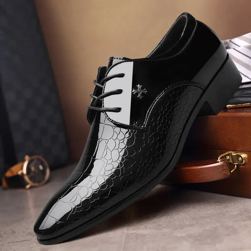 Luxury Men’s Patent Leather Business Shoes – Formal Wedding Oxfords - Evallys.com
